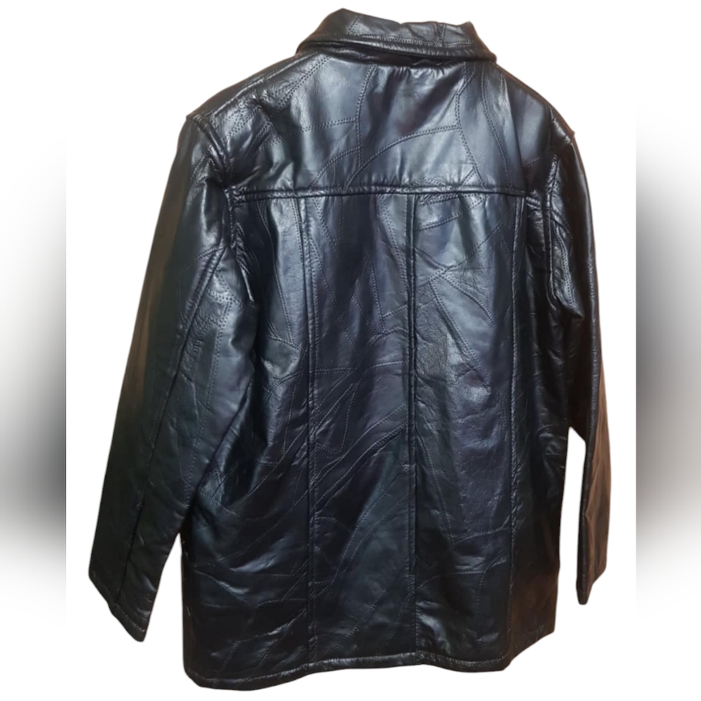 100% Authentic Leather Vintage Patchwork Coat - image 3